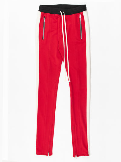 'Red & White' Double Striped Track Pants