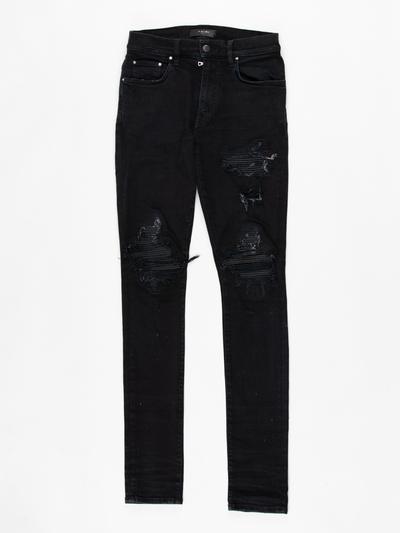 MX1 Distressed Leather Panelled Jeans