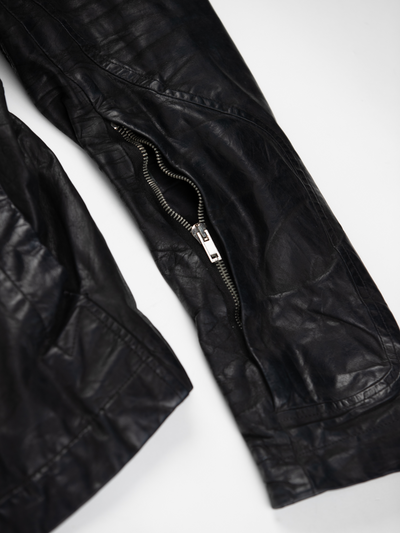 Intarsia Biker Leather Jacket