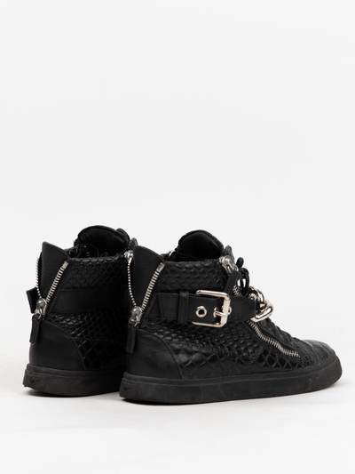 Leather Croc Embossed Chain Sneakers
