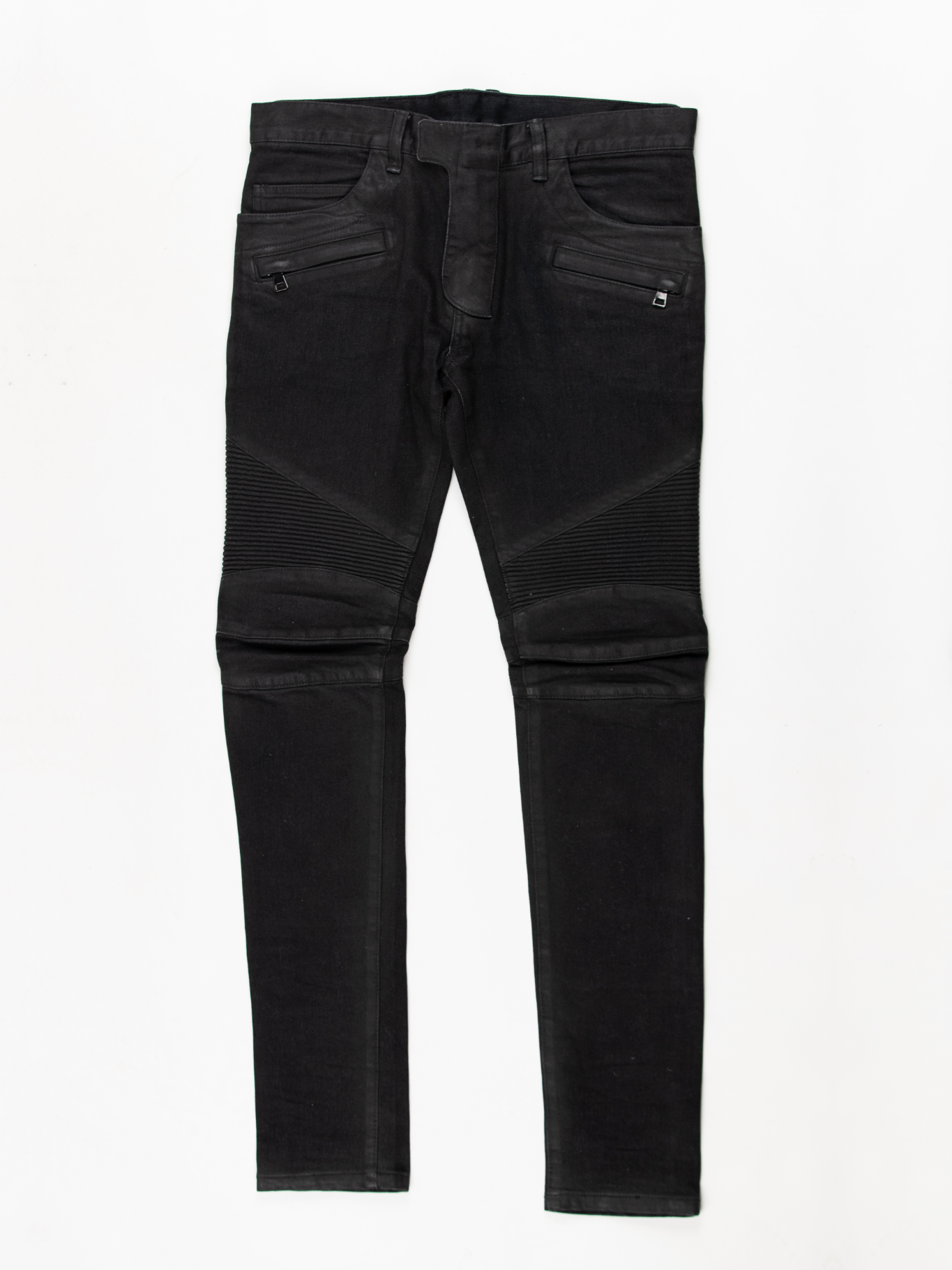 Black Waxed Biker Jeans