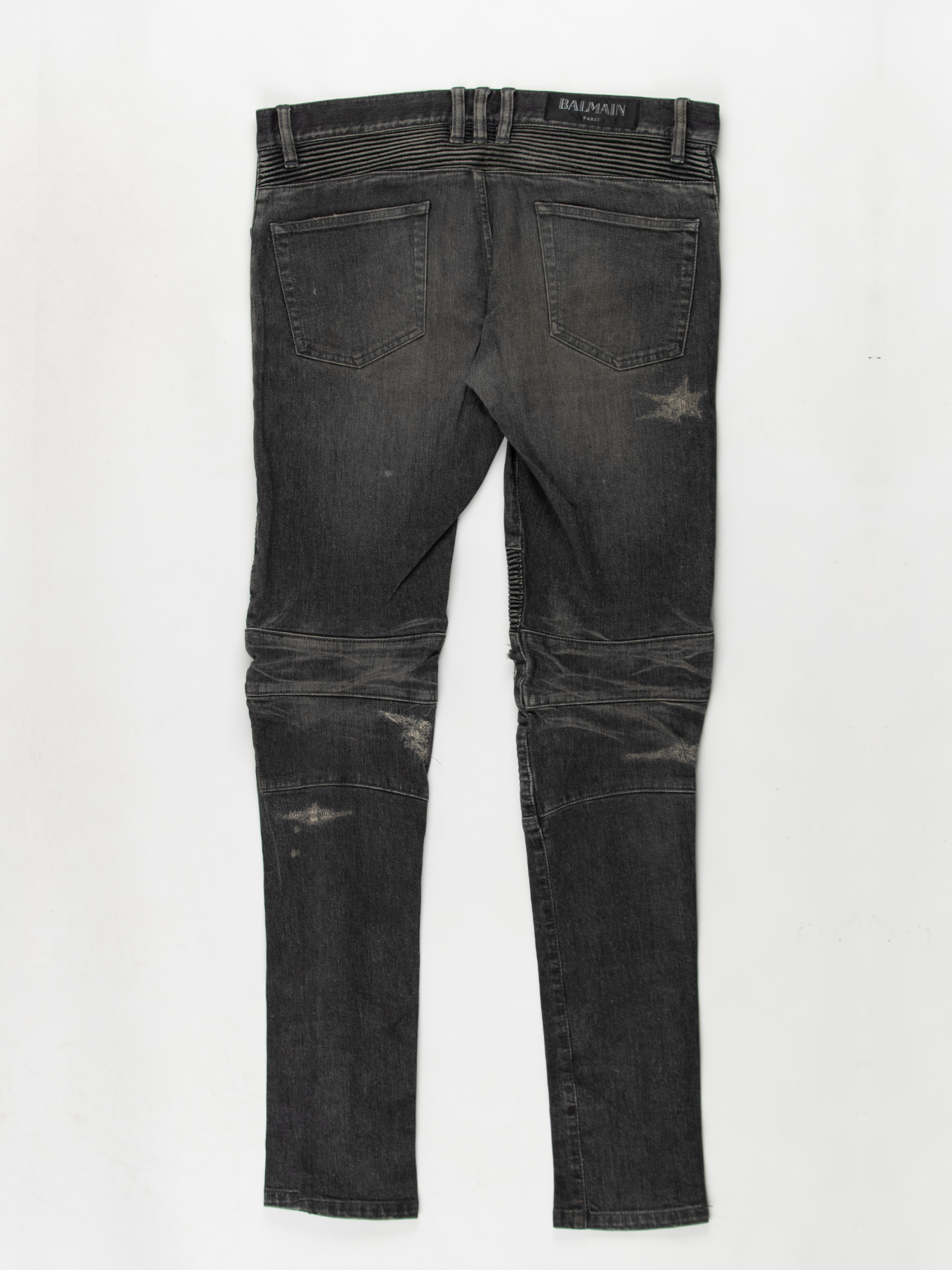 Grey Knee Rip Biker Jeans *Hem Tailored