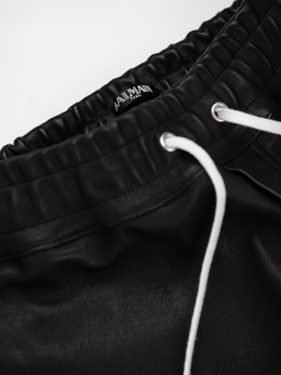 Motorcycle Leather Joggers 'Black & White'