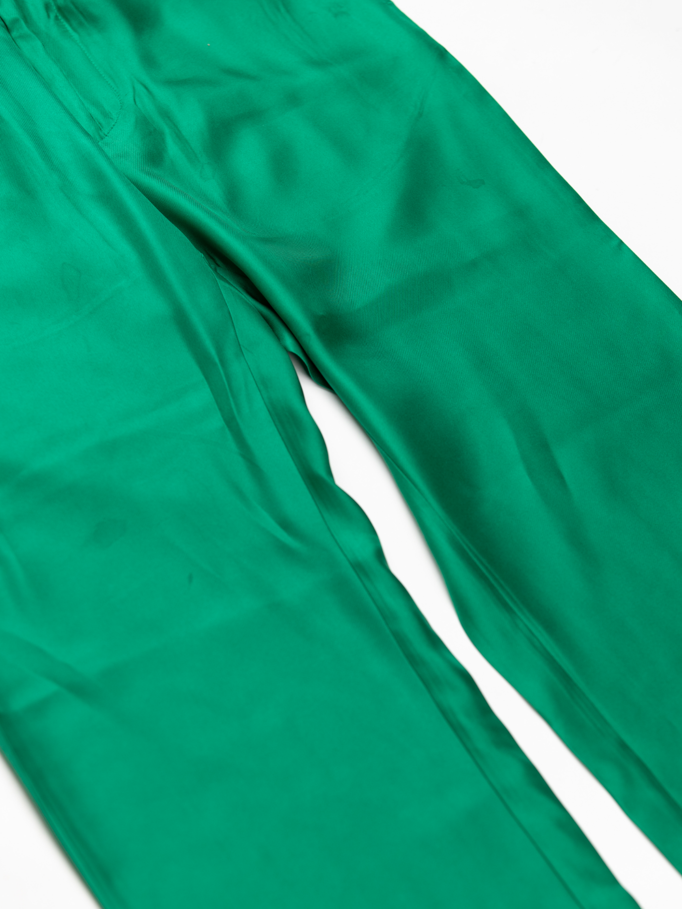 'Emerald Green' Silk twill Pants