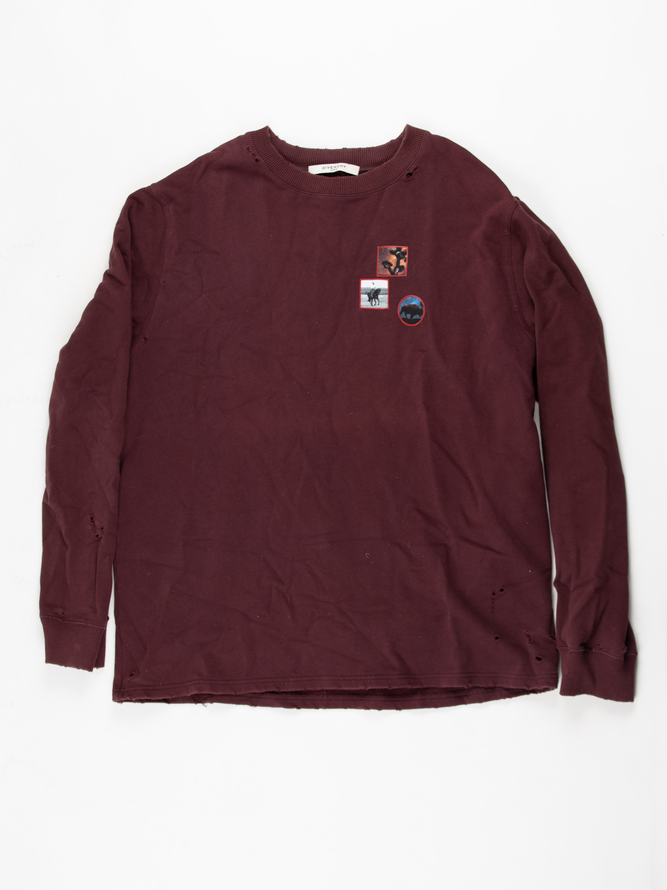 Burgundy Distressed Sweatshirt