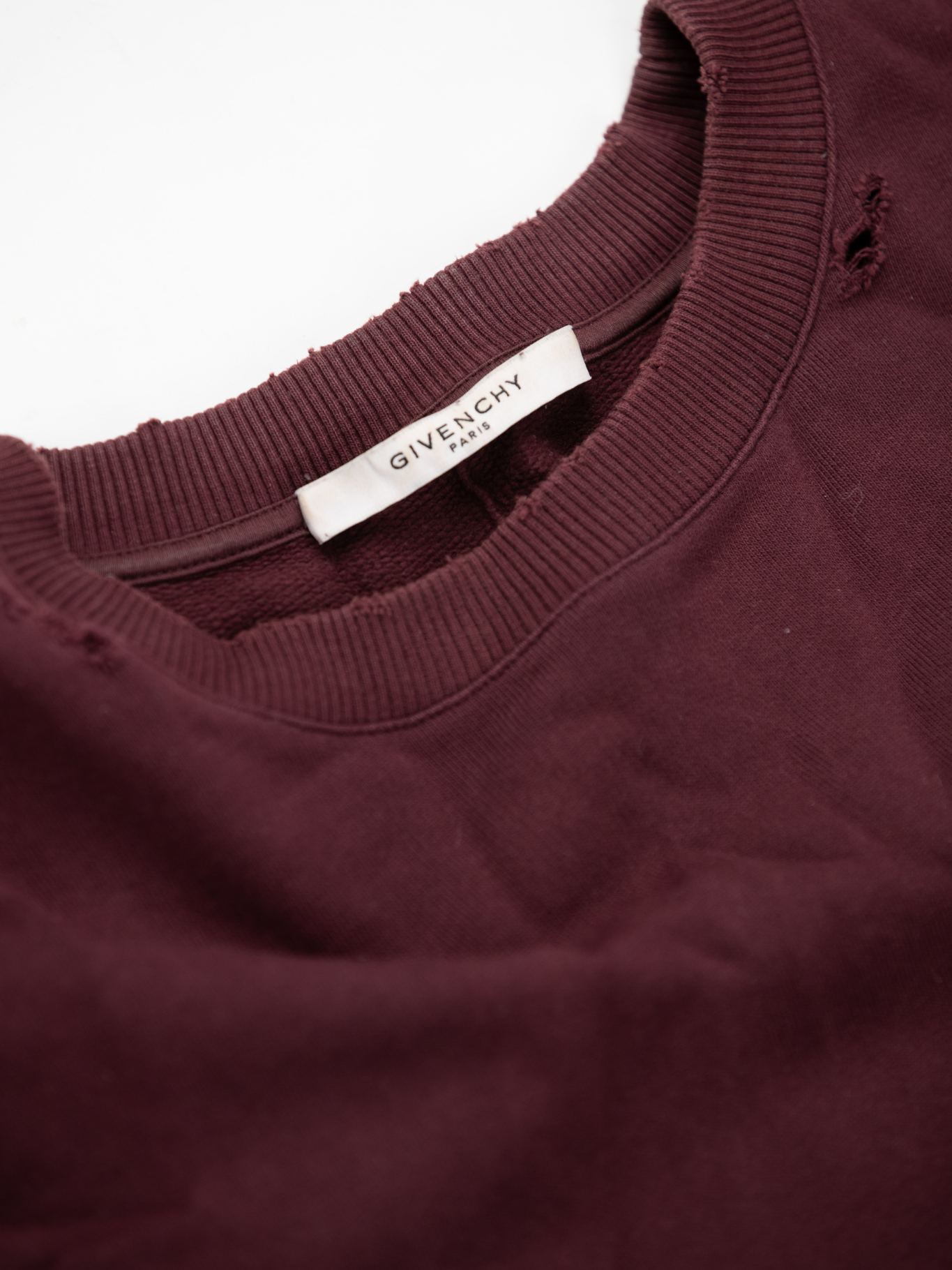Burgundy Distressed Sweatshirt