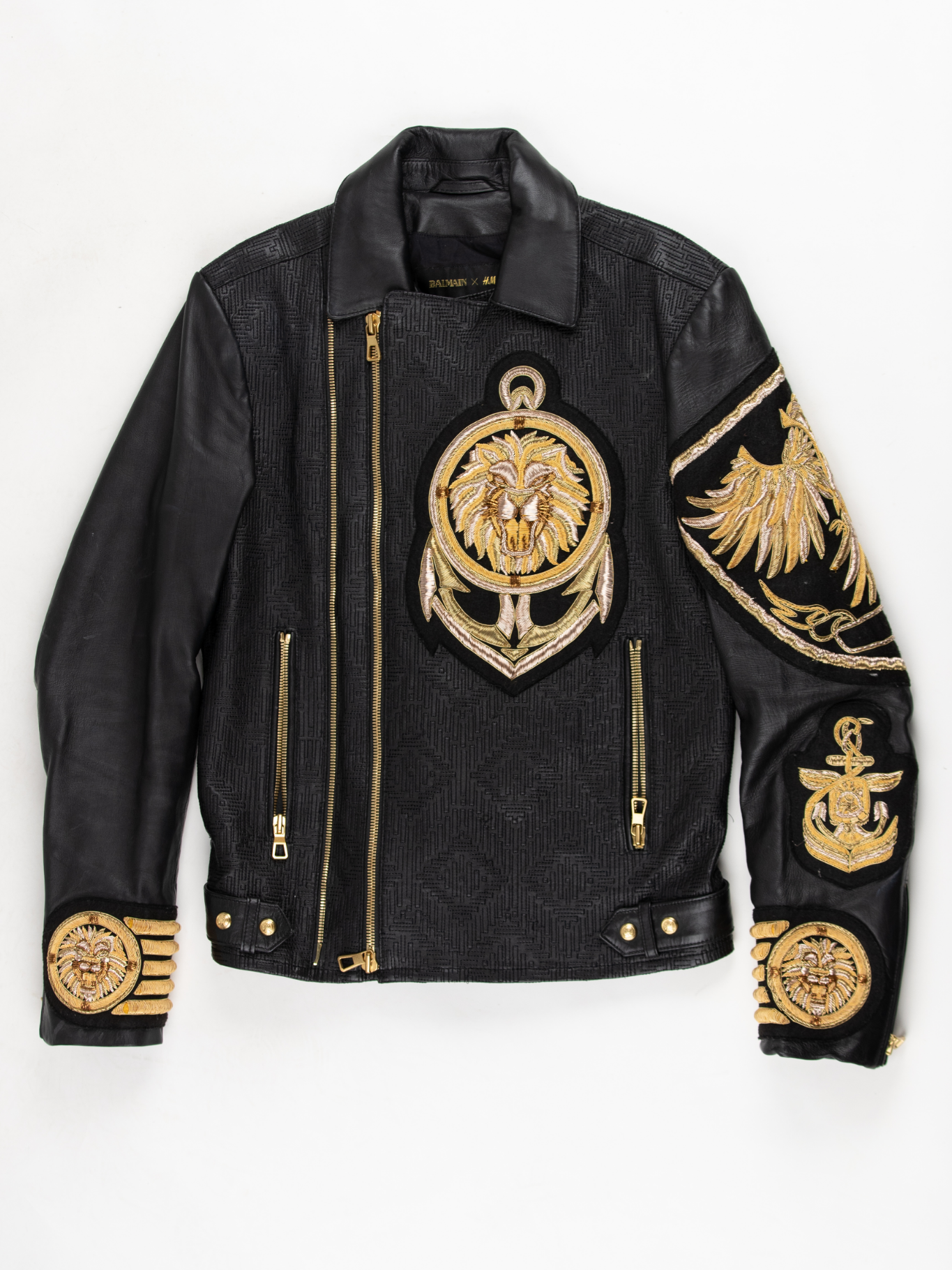 Hm x Balmain Gold Embroidery Biker Jacket